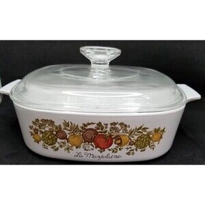 Corning Ware Spice of Life pattern La Marjolaine 2 qt casserole with cover vtg